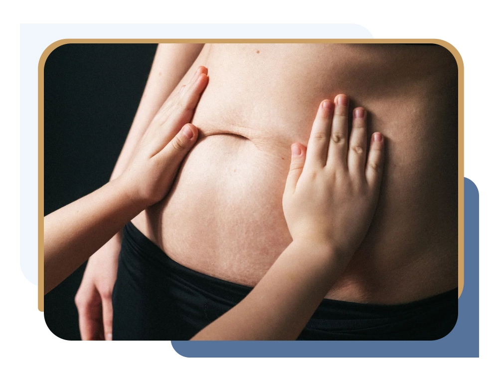 Close-up of a woman’s abdomen